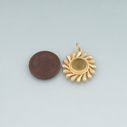 18K Gold Filled Crystal Sun Pendant,Sun Charm Bracelet Necklace for DIY Jewelry Making Supply