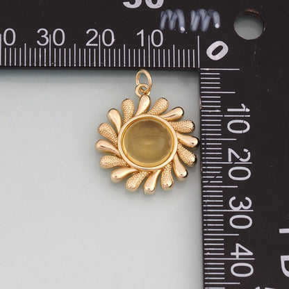 18K Gold Filled Crystal Sun Pendant,Sun Charm Bracelet Necklace for DIY Jewelry Making Supply