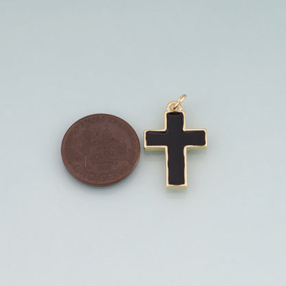 18K Gold Filled Enamel Cross Pendant,Religion Charm Bracelet Necklace for DIY Jewelry Making Supply