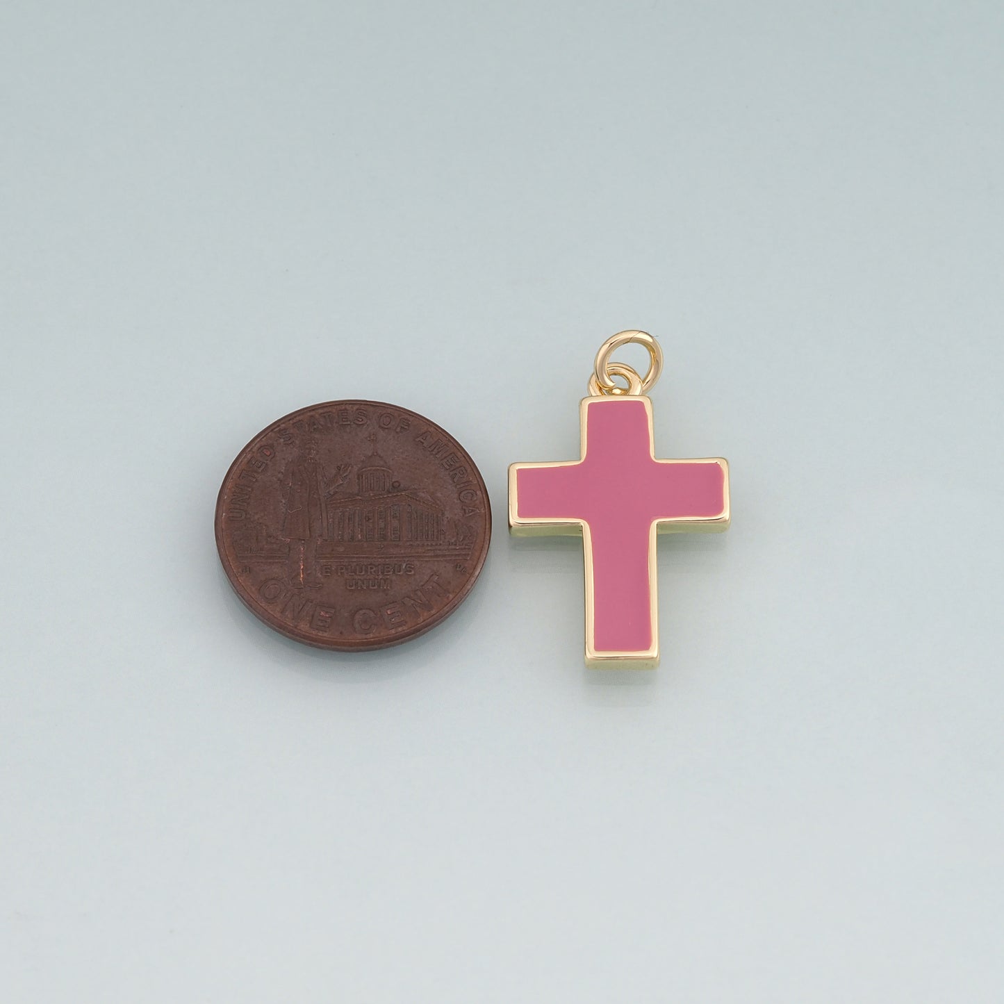 18K Gold Filled Enamel Cross Pendant,Religion Charm Bracelet Necklace for DIY Jewelry Making Supply