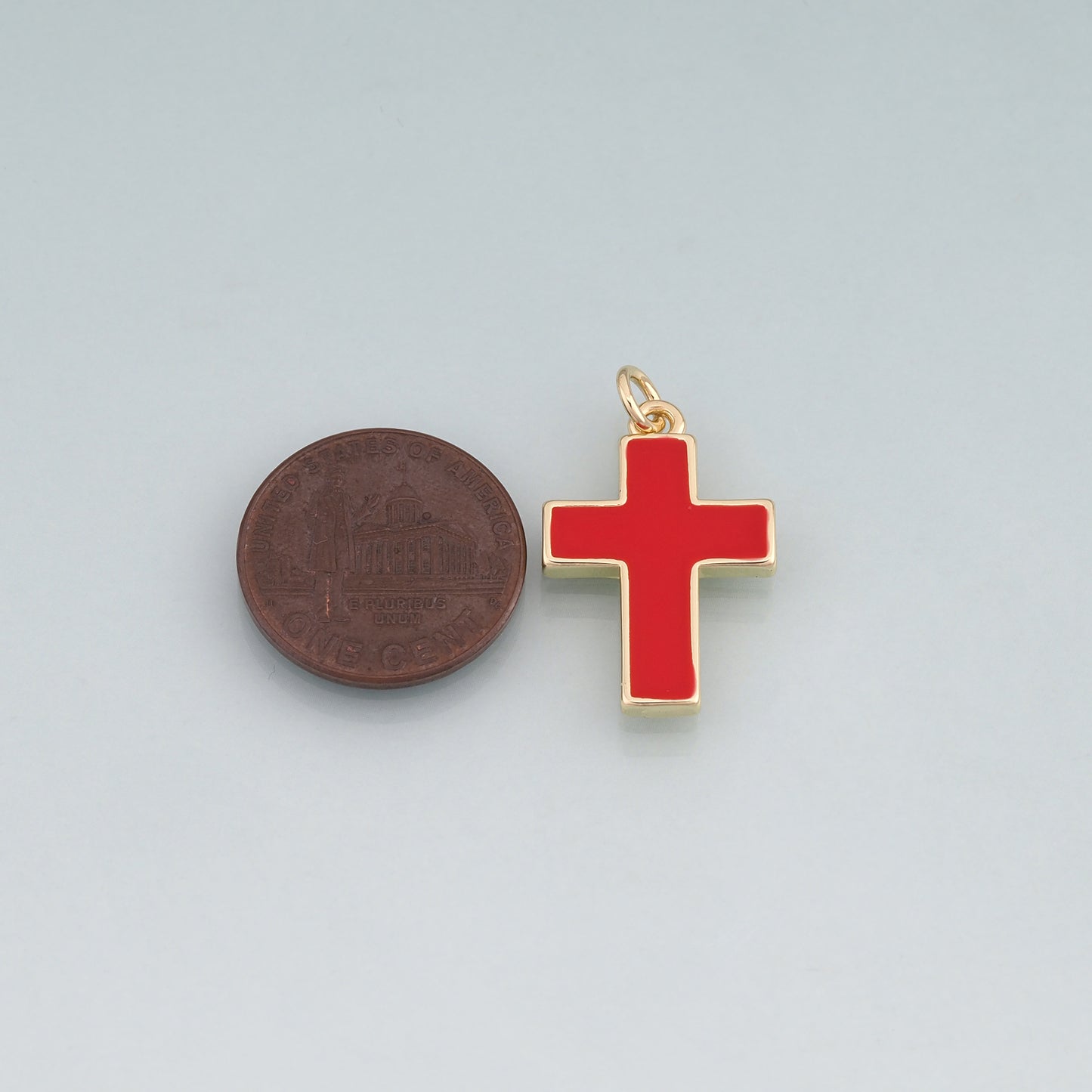 18K Gold Filled Enamel Cross Pendant,Religion Charm Bracelet Necklace for DIY Jewelry Making Supply