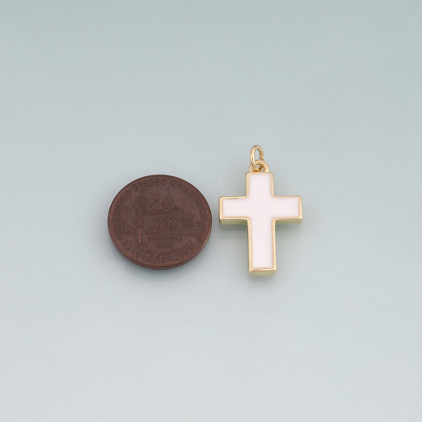 18K Gold Filled Enamel Cross Pendant,Religion Charm Bracelet Necklace for DIY Jewelry Making Supply