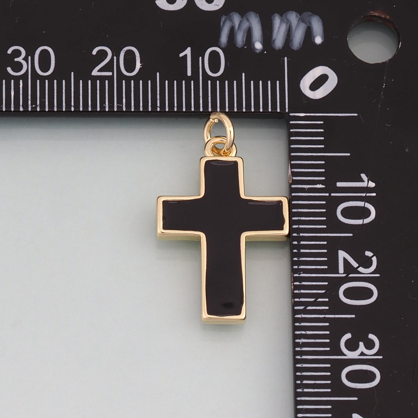 18K Gold Filled Enamel Cross Pendant,Religion Charm Bracelet Necklace for DIY Jewelry Making Supply