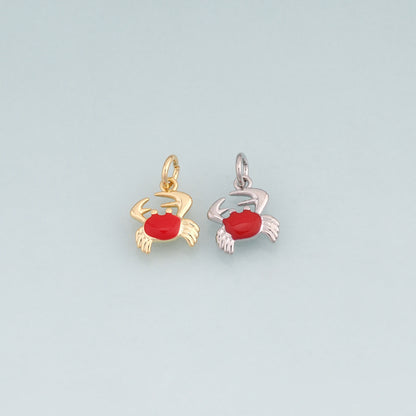18K Gold Filled Enamel Crab Pendant,Crab Charm Bracelet Necklace for DIY Jewelry Making Supply