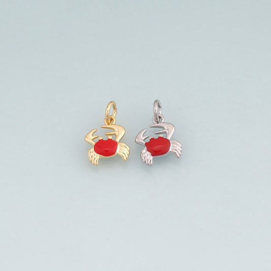 18K Gold Filled Enamel Crab Pendant,Crab Charm Bracelet Necklace for DIY Jewelry Making Supply