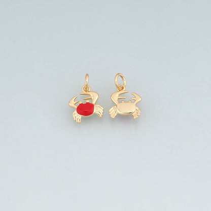18K Gold Filled Enamel Crab Pendant,Crab Charm Bracelet Necklace for DIY Jewelry Making Supply