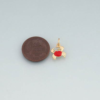 18K Gold Filled Enamel Crab Pendant,Crab Charm Bracelet Necklace for DIY Jewelry Making Supply