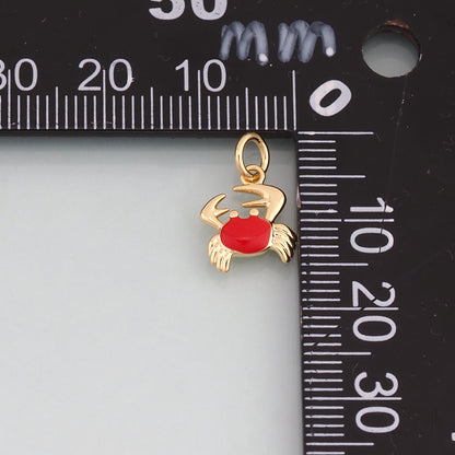 18K Gold Filled Enamel Crab Pendant,Crab Charm Bracelet Necklace for DIY Jewelry Making Supply