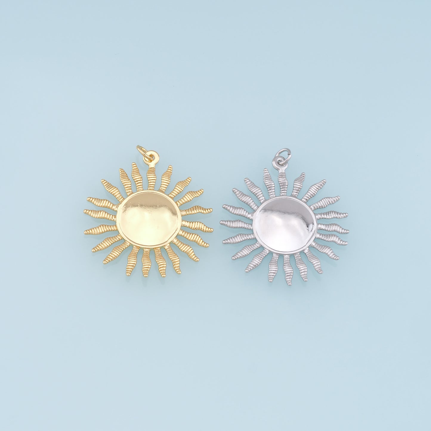 Gold Sun Charms,18K Gold Filled Sun Pendant,Celestial Charm Bracelet Necklace for DIY Jewelry Making Supply