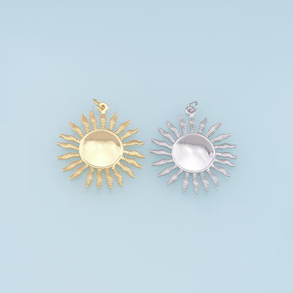 Gold Sun Charms,18K Gold Filled Sun Pendant,Celestial Charm Bracelet Necklace for DIY Jewelry Making Supply
