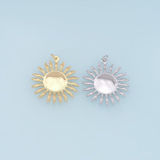 Gold Sun Charms,18K Gold Filled Sun Pendant,Celestial Charm Bracelet Necklace for DIY Jewelry Making Supply