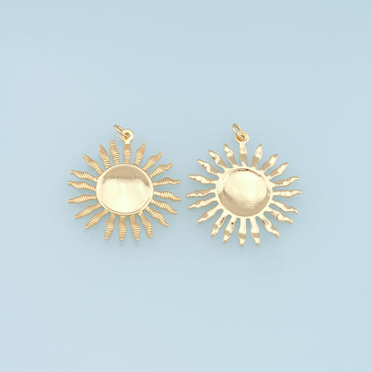 Gold Sun Charms,18K Gold Filled Sun Pendant,Celestial Charm Bracelet Necklace for DIY Jewelry Making Supply