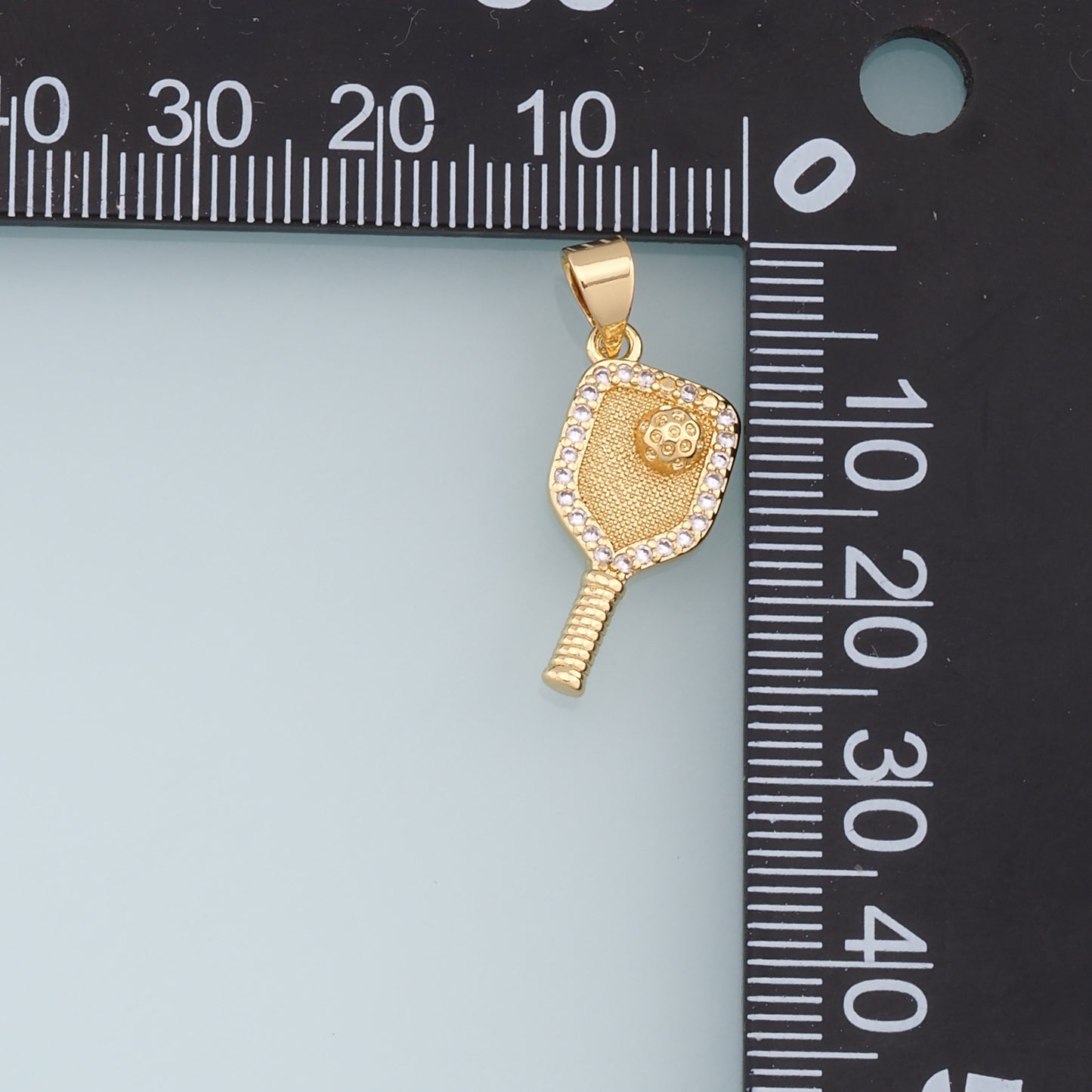 Gold Tennis Racket Charms,18K Gold Filled CZ Tennis Racket Pendant,Tennis Racket Charm Bracelet Necklace for DIY Jewelry Making Supply