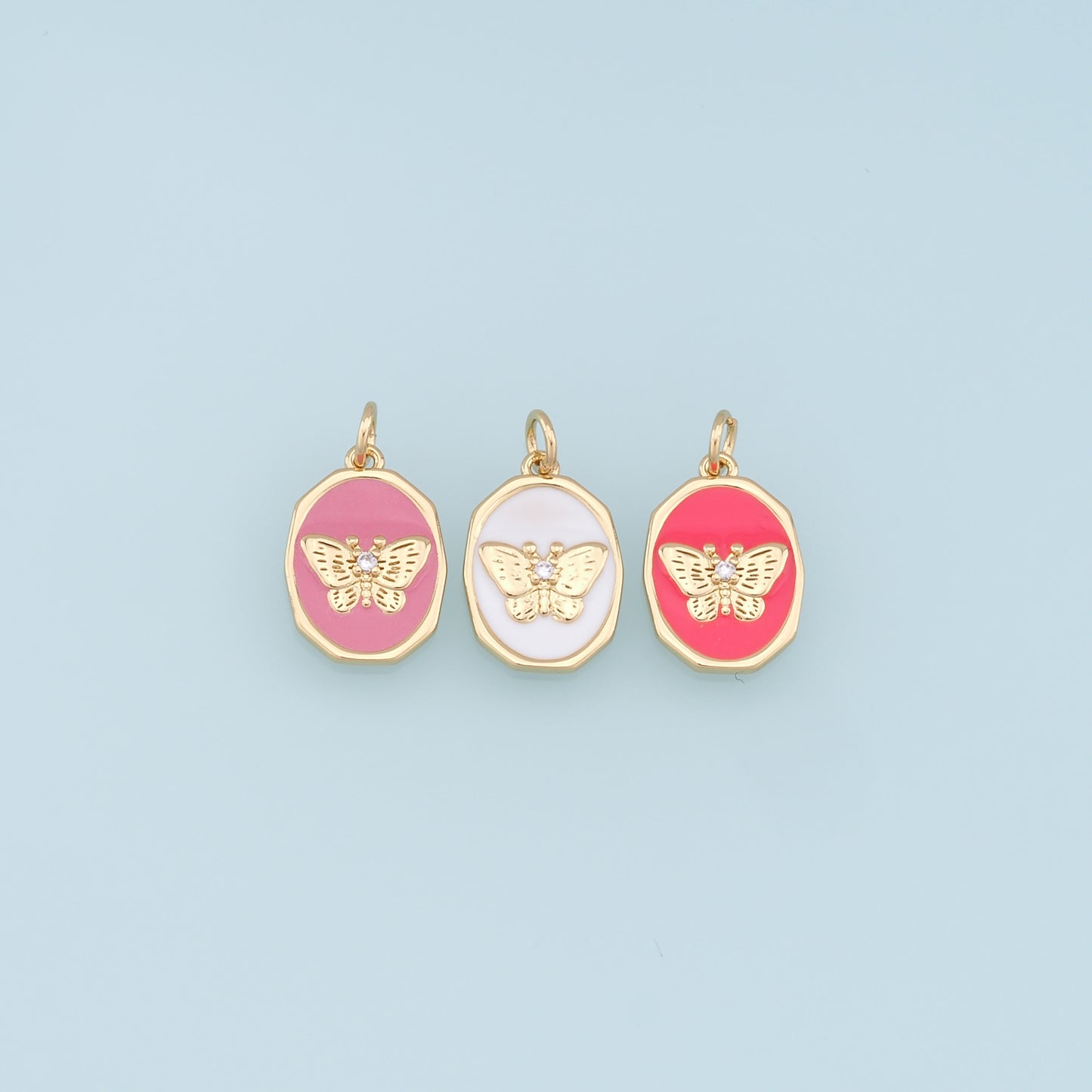 Gold Butterfly Charms,18K Gold Filled Butterfly Pendant,Enamel Butterfly Charm Bracelet Necklace for DIY Jewelry Making Supply