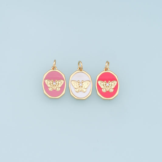 Gold Butterfly Charms,18K Gold Filled Butterfly Pendant,Enamel Butterfly Charm Bracelet Necklace for DIY Jewelry Making Supply