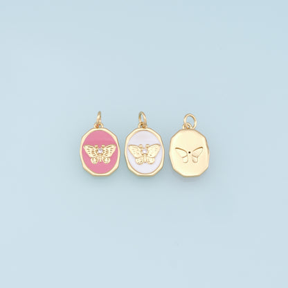 Gold Butterfly Charms,18K Gold Filled Butterfly Pendant,Enamel Butterfly Charm Bracelet Necklace for DIY Jewelry Making Supply