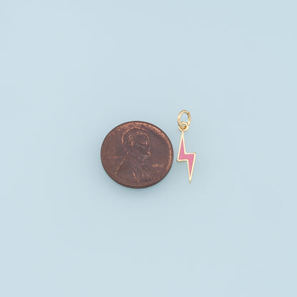 Gold Enamel Lightning Charms,18K Gold Filled tiny Lightning Pendant,Lightning Charms Bracelet Necklace for DIY Jewelry Making Supply