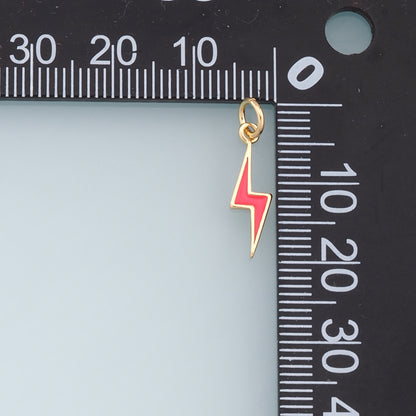 Gold Enamel Lightning Charms,18K Gold Filled tiny Lightning Pendant,Lightning Charms Bracelet Necklace for DIY Jewelry Making Supply