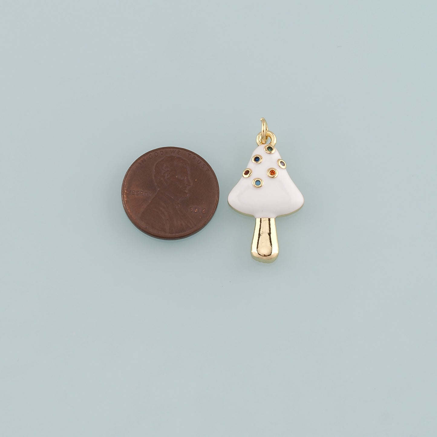18K Gold Filled Mushroom Pendant,Enamel Mushroom Charm Bracelet Necklace for DIY Jewelry Making Supply