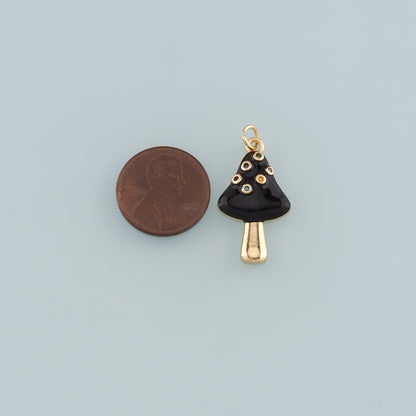 18K Gold Filled Mushroom Pendant,Enamel Mushroom Charm Bracelet Necklace for DIY Jewelry Making Supply