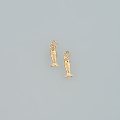 Gold Fish Charms,18K Gold Filled Fish Pendant,Ocean Charm Bracelet Necklace for DIY Jewelry Making Supply