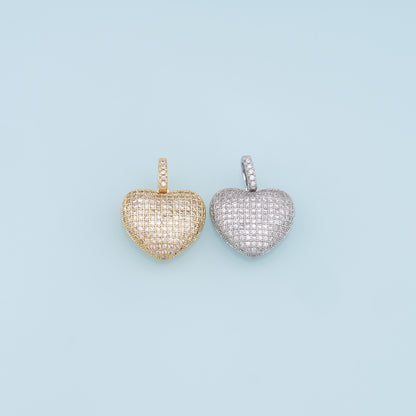 Gold Heart Charms,18K Gold Filled Heart Pendant,CZ Micro Pave Heart Charm Bracelet Necklace for DIY Jewelry Making Supply