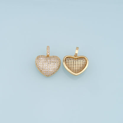 Gold Heart Charms,18K Gold Filled Heart Pendant,CZ Micro Pave Heart Charm Bracelet Necklace for DIY Jewelry Making Supply