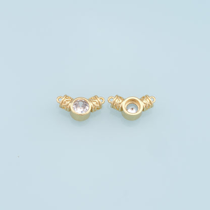 Gold Round Connector Charms,18K Gold Filled Crystal Round Pendant,Round Charm Bracelet Necklace for DIY Jewelry Making Supply