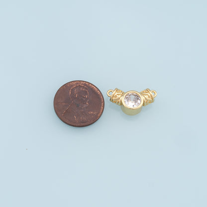 Gold Round Connector Charms,18K Gold Filled Crystal Round Pendant,Round Charm Bracelet Necklace for DIY Jewelry Making Supply