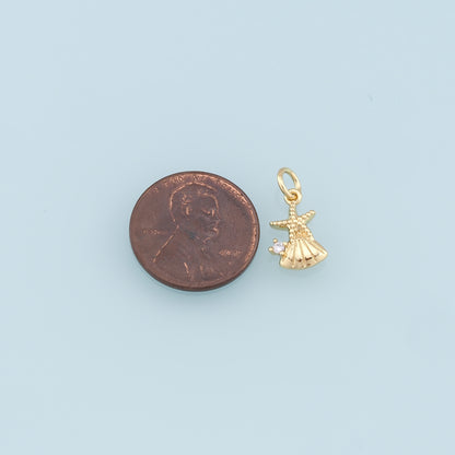 Gold Shell Starfish Charms,18K Gold Filled Shell Pendant,Starfish Charm Bracelet Necklace for DIY Jewelry Making Supply