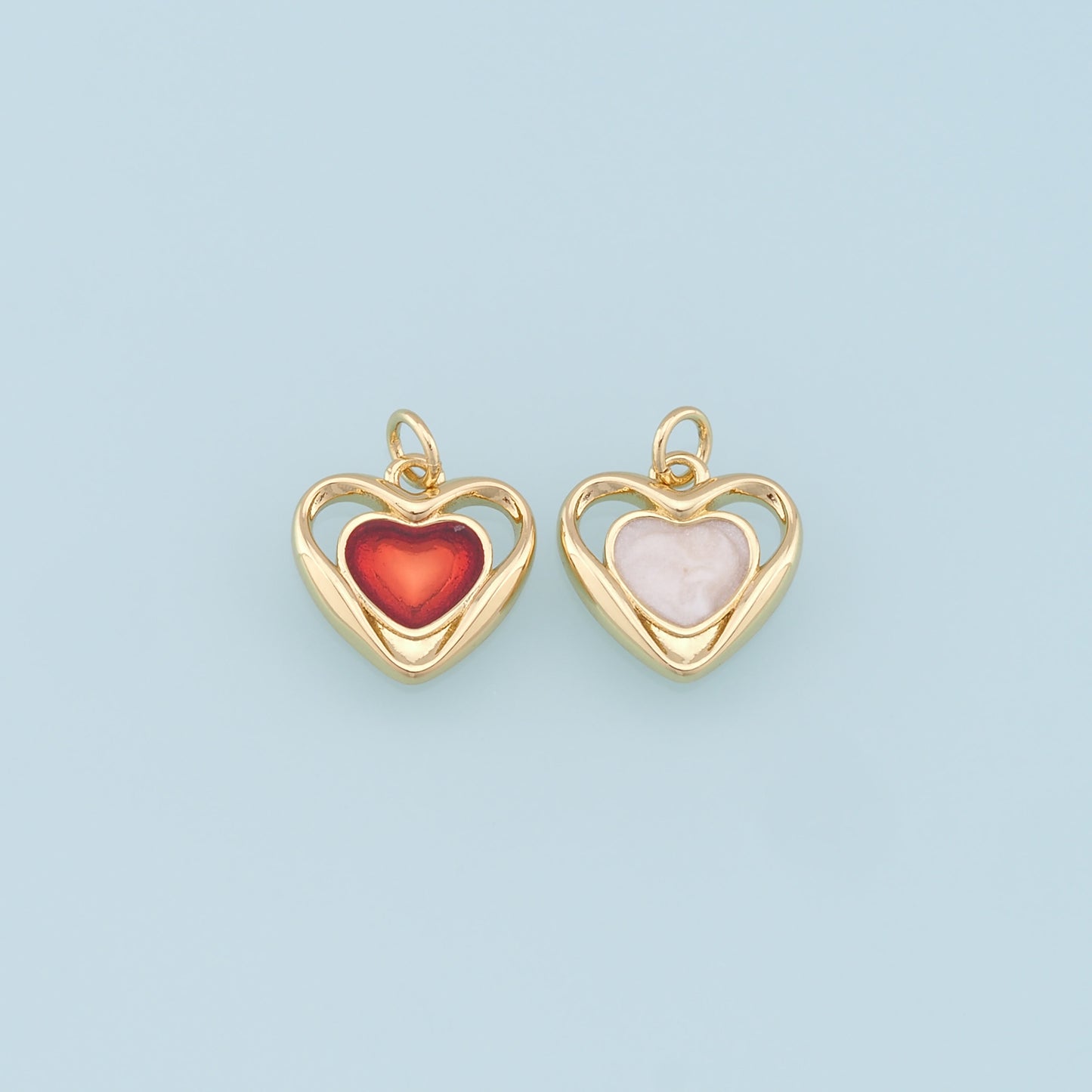 Gold Heart Charms,18K Gold Filled Heart Pendant,Heart Charm Bracelet Necklace for DIY Jewelry Making Supply