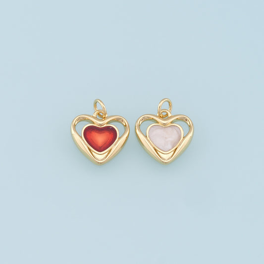 Gold Heart Charms,18K Gold Filled Heart Pendant,Heart Charm Bracelet Necklace for DIY Jewelry Making Supply