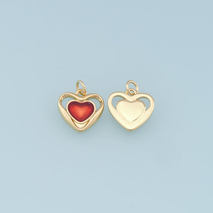 Gold Heart Charms,18K Gold Filled Heart Pendant,Heart Charm Bracelet Necklace for DIY Jewelry Making Supply