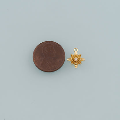 Gold Flower Charms,18K Gold Filled Flower Pendant,CZ Micro Pave Flower Charm Bracelet Necklace for DIY Jewelry Making Supply