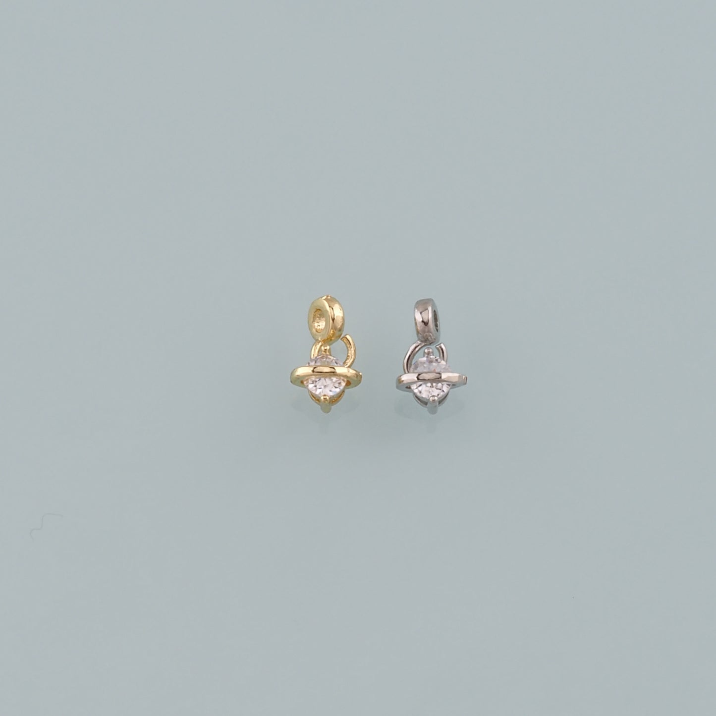 Gold Saturn Charm,18K Gold Filled Saturn Pendant,CZ Micro Pave Planet Charm Bracelet Necklace for DIY Jewelry Making Supply