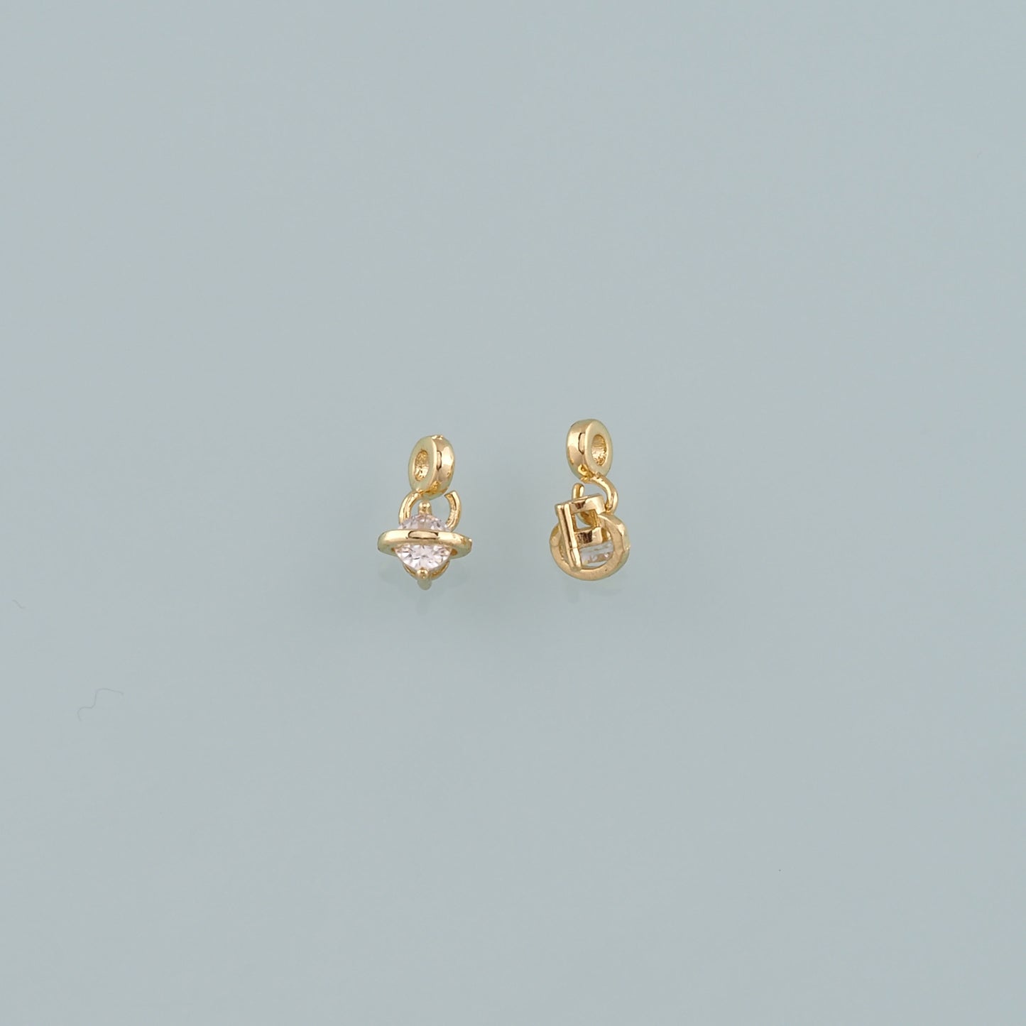 Gold Saturn Charm,18K Gold Filled Saturn Pendant,CZ Micro Pave Planet Charm Bracelet Necklace for DIY Jewelry Making Supply