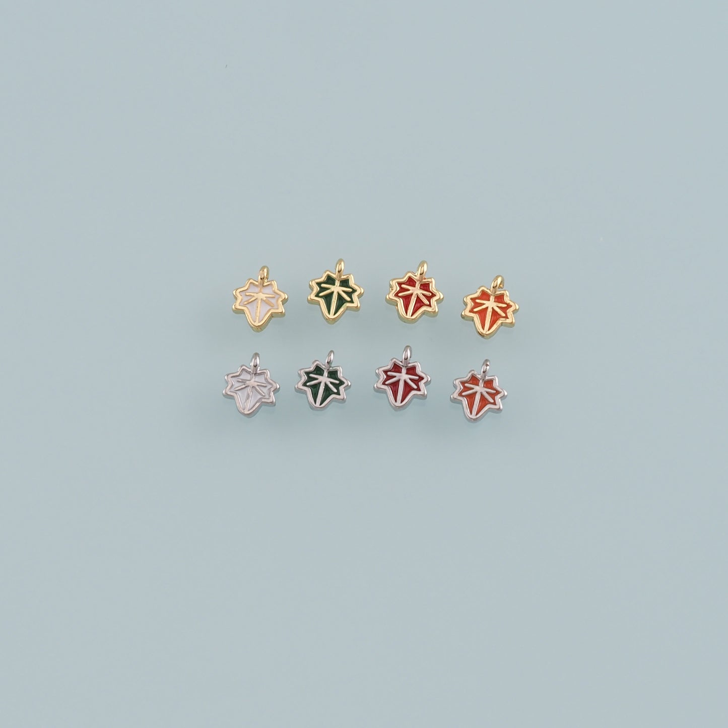 Gold Maple Leaf Charms,18K Gold Filled Maple Leaf Pendant,Enamel Leaf Charm Bracelet Necklace for DIY Jewelry Making Supply