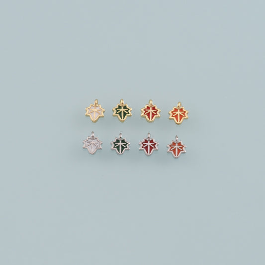 Gold Maple Leaf Charms,18K Gold Filled Maple Leaf Pendant,Enamel Leaf Charm Bracelet Necklace for DIY Jewelry Making Supply