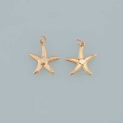 Gold Starfish Charms,18K Gold Filled Sea Star Pendant,Starfish Charm Bracelet Necklace for DIY Jewelry Making Supply