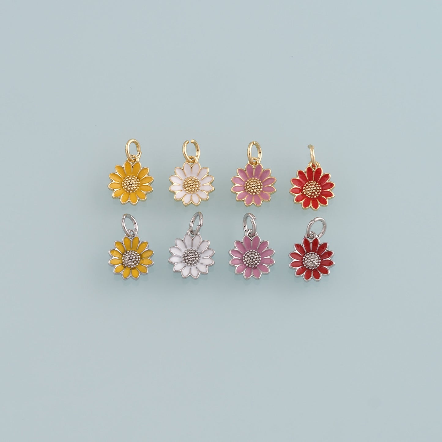 Gold Daisy Charms,18K Gold Filled Daisy Pendant,Enamel Daisy Charm Bracelet Necklace for DIY Jewelry Making Supply