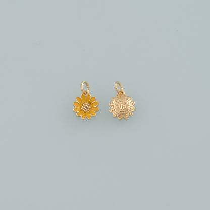 Gold Daisy Charms,18K Gold Filled Daisy Pendant,Enamel Daisy Charm Bracelet Necklace for DIY Jewelry Making Supply