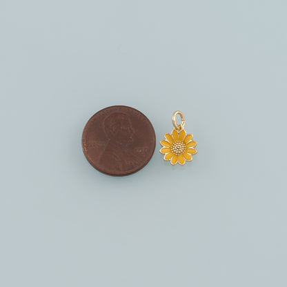 Gold Daisy Charms,18K Gold Filled Daisy Pendant,Enamel Daisy Charm Bracelet Necklace for DIY Jewelry Making Supply