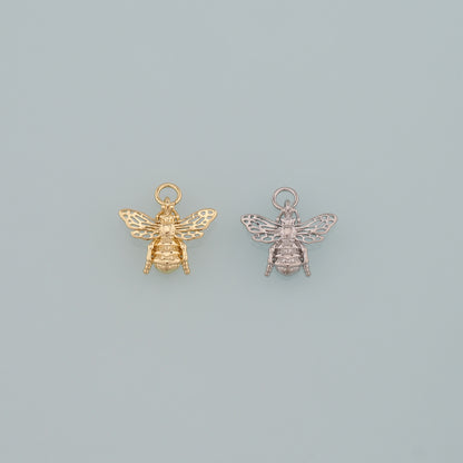 Gold Insect Charms,18K Gold Filled Bee Pendant,Dainty Bee Charm Bracelet Necklace for DIY Jewelry Making Supply