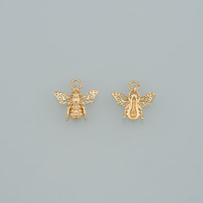 Gold Insect Charms,18K Gold Filled Bee Pendant,Dainty Bee Charm Bracelet Necklace for DIY Jewelry Making Supply