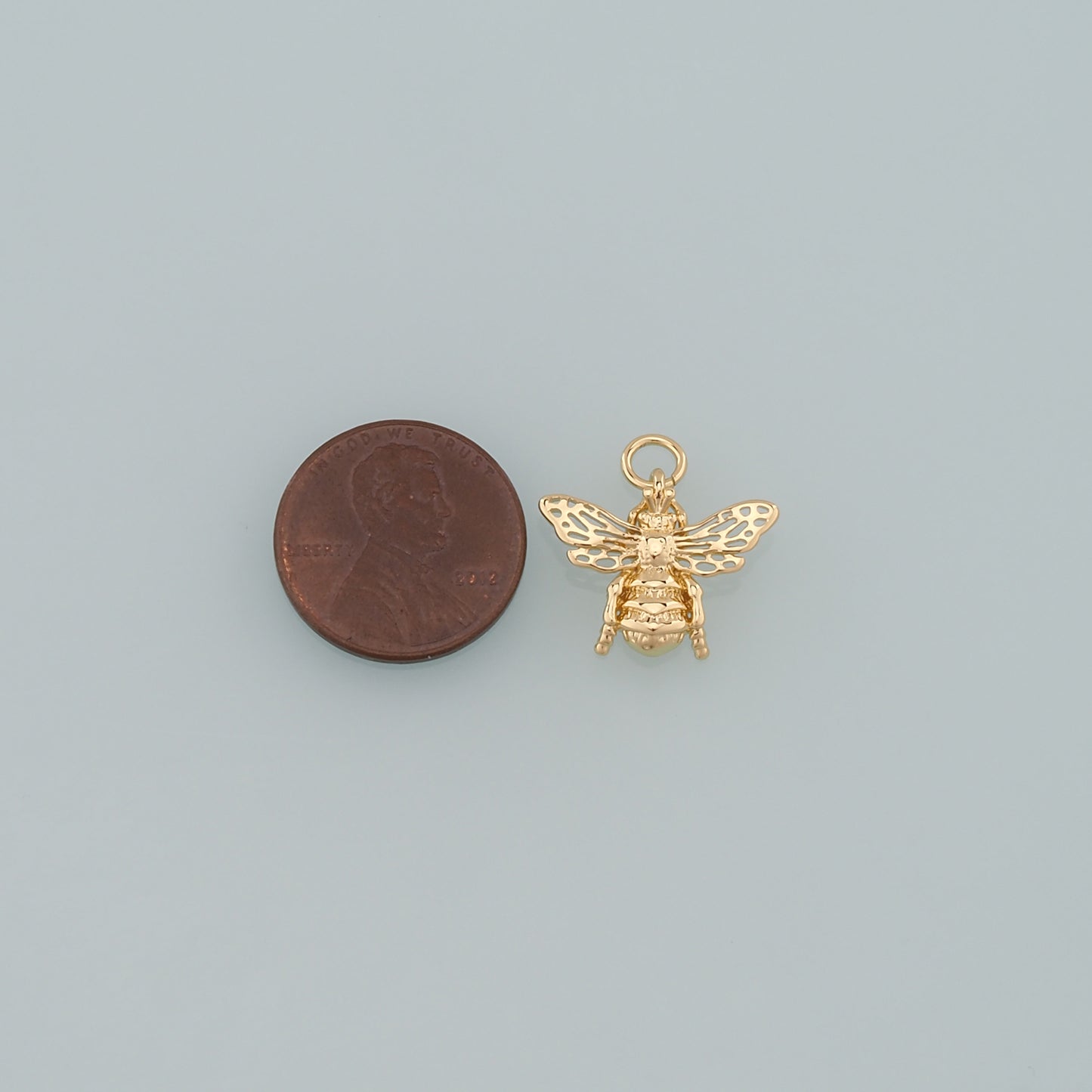 Gold Insect Charms,18K Gold Filled Bee Pendant,Dainty Bee Charm Bracelet Necklace for DIY Jewelry Making Supply