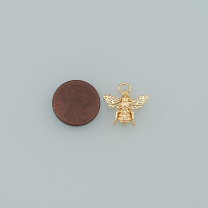 Gold Insect Charms,18K Gold Filled Bee Pendant,Dainty Bee Charm Bracelet Necklace for DIY Jewelry Making Supply