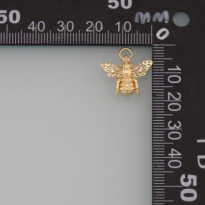Gold Insect Charms,18K Gold Filled Bee Pendant,Dainty Bee Charm Bracelet Necklace for DIY Jewelry Making Supply