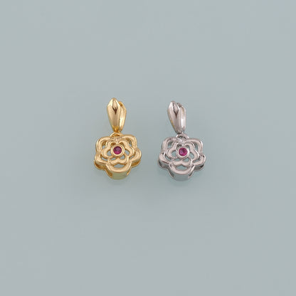 Gold Flower Charms,18K Gold Filled Flower Pendant,CZ Micro Pave Flower Charm Bracelet Necklace for DIY Jewelry Making Supply