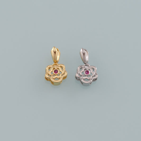 Gold Flower Charms,18K Gold Filled Flower Pendant,CZ Micro Pave Flower Charm Bracelet Necklace for DIY Jewelry Making Supply