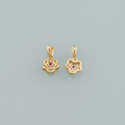Gold Flower Charms,18K Gold Filled Flower Pendant,CZ Micro Pave Flower Charm Bracelet Necklace for DIY Jewelry Making Supply